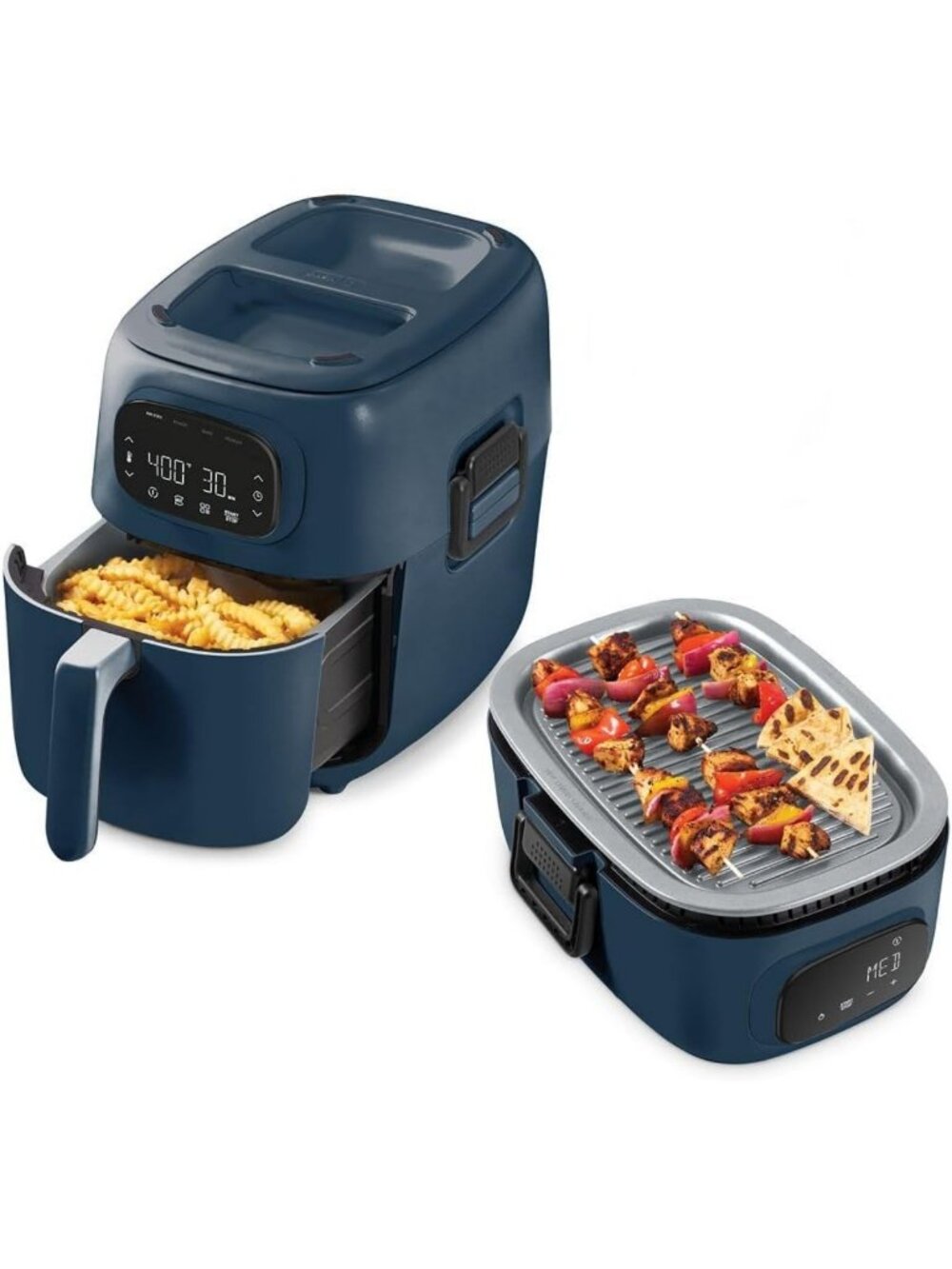 2-in-1 Digital Grill & Air Fryer - Nonstick, Dishwasher Safe, AirCrisp